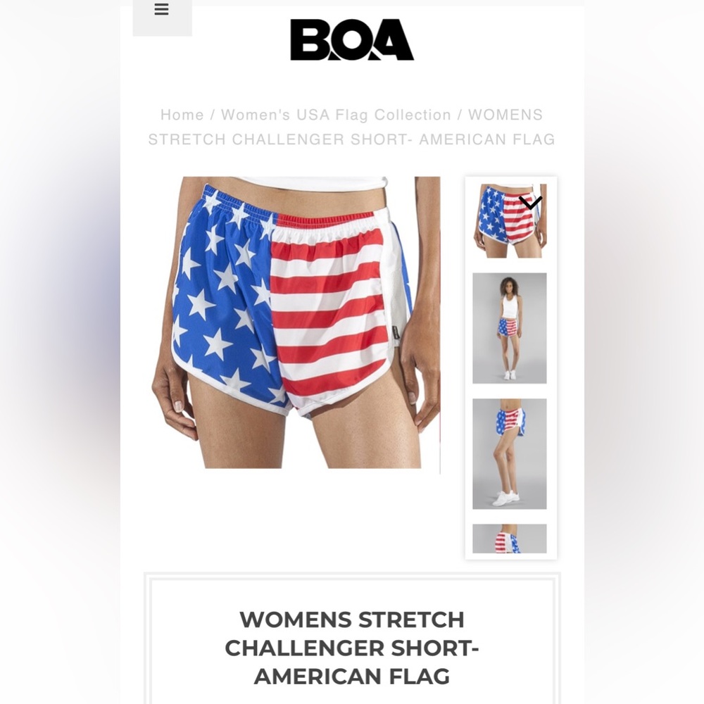 NWOT BOA women’s flag running shorts, size M